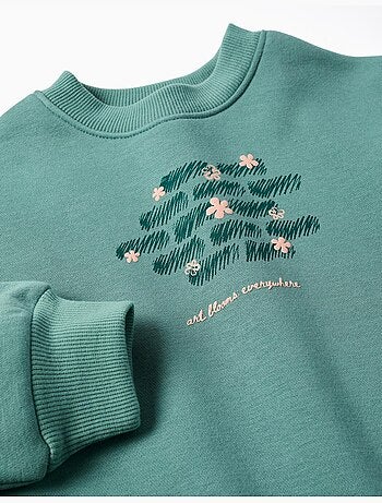 Sudadera perchada con motivo de arte y naturaleza