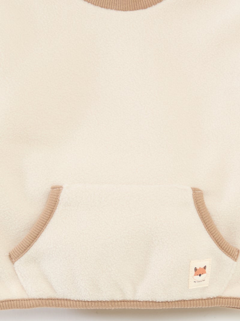 Sudadera polar con bolsillo tipo canguro Blanco - Kiabi