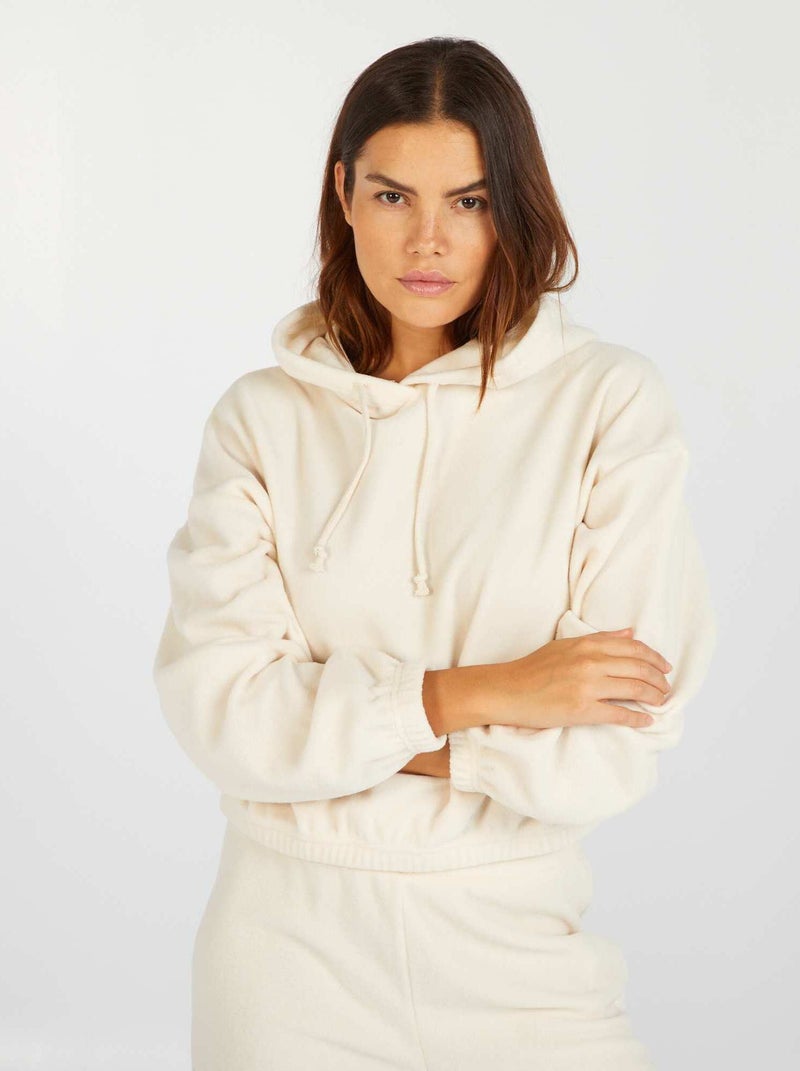 Sudadera polar con capucha BLANCO - Kiabi