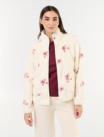 Sudadera polar con cremallera y estampado