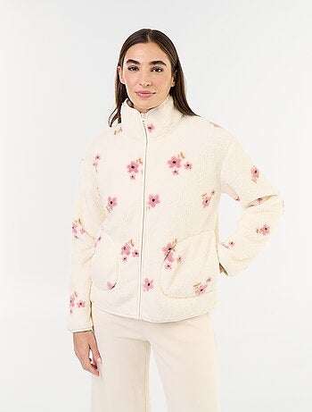 Sudadera polar con cremallera y estampado