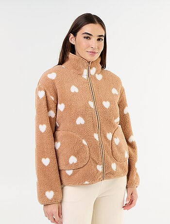 Sudadera polar con cremallera y estampado
