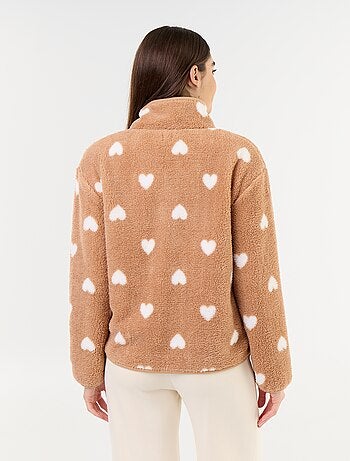Sudadera polar con cremallera y estampado