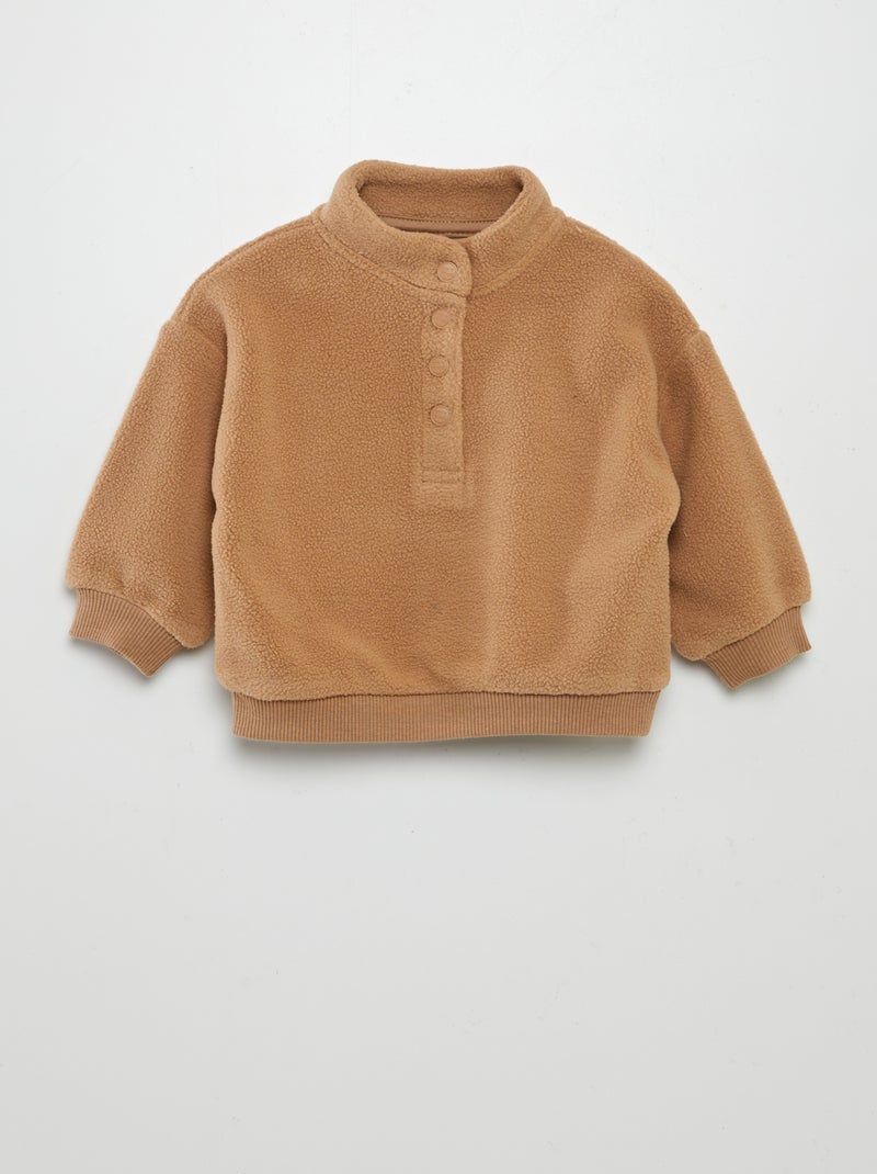 Sudadera polar con cuello alto MARRON - Kiabi