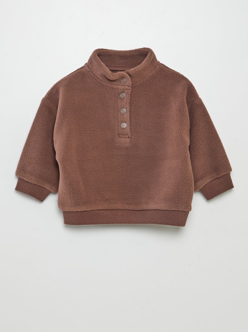 Sudadera polar con cuello alto MARRON - Kiabi