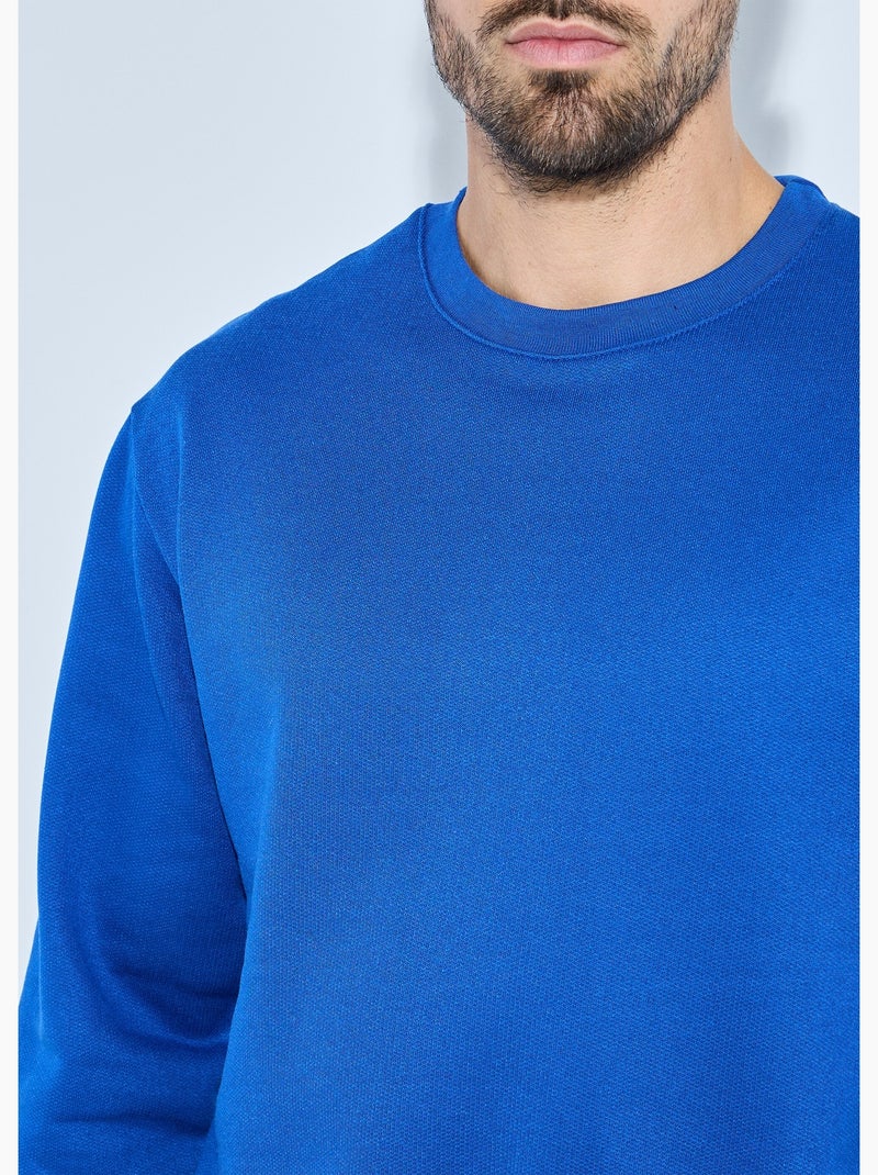 Sudadera polar con cuello redondo - Afibel Índigo - Kiabi
