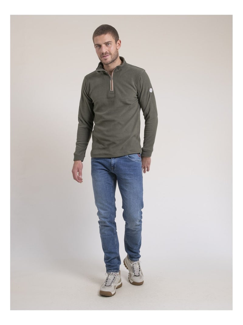 Sudadera polar cuello camionero WATOM Caqui - Kiabi