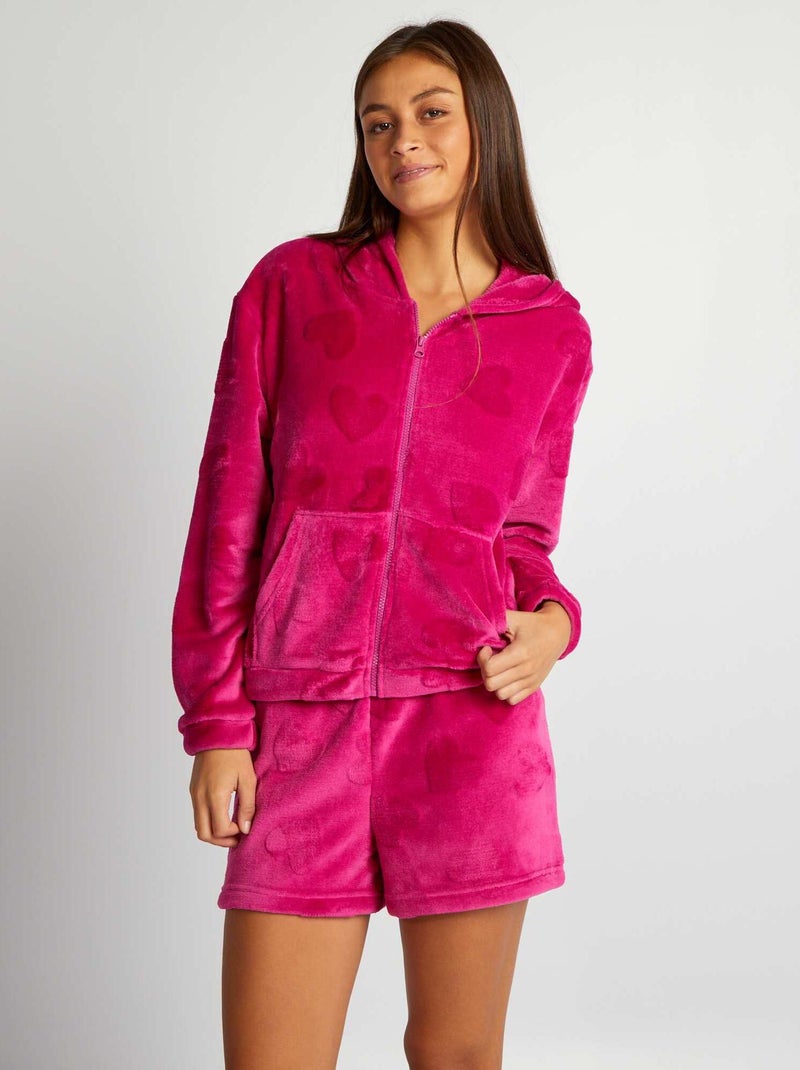 Sudadera polar de pijama con cremallera ROSA - Kiabi