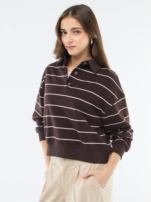 Sudadera polo a rayas - Kiabi