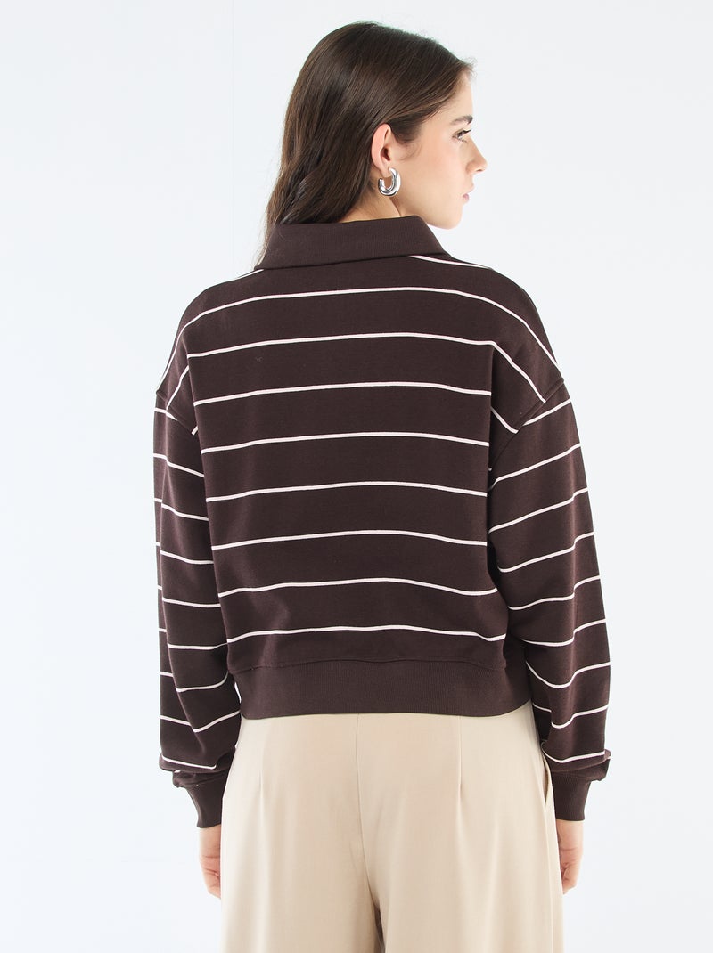 Sudadera polo a rayas Marron - Kiabi