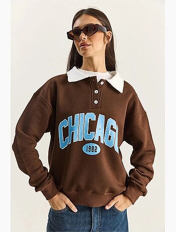 Sudadera polo de algodón de punto extragrande lucci