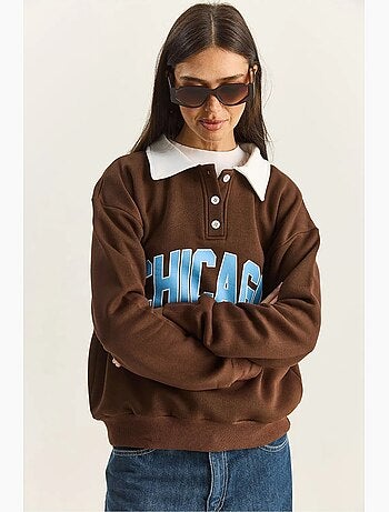 Sudadera polo de algodón de punto extragrande lucci
