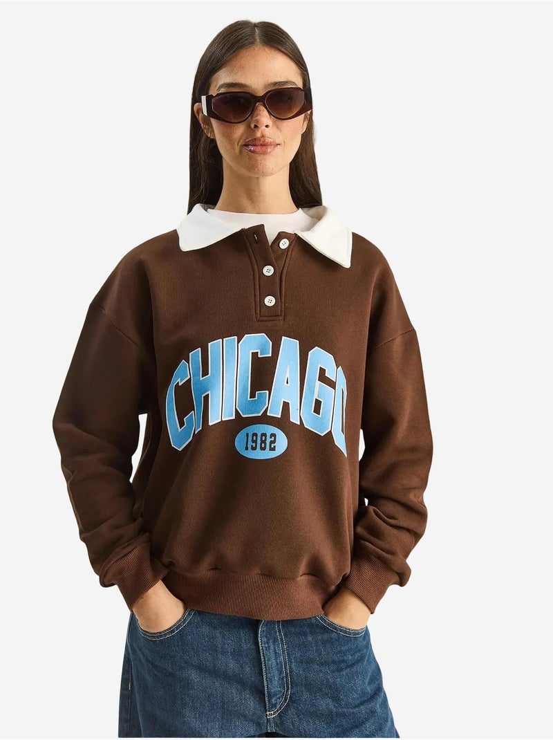 Sudadera polo de algodón de punto extragrande lucci Marrón oscuro - Kiabi