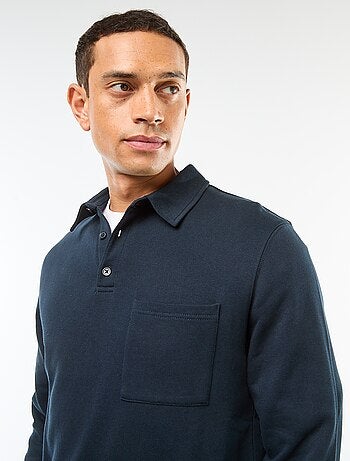 Sudadera polo lisa de manga larga