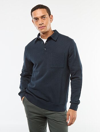 Sudadera polo lisa de manga larga