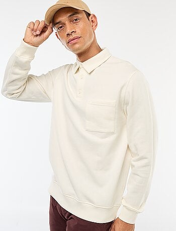 Sudadera polo lisa de manga larga