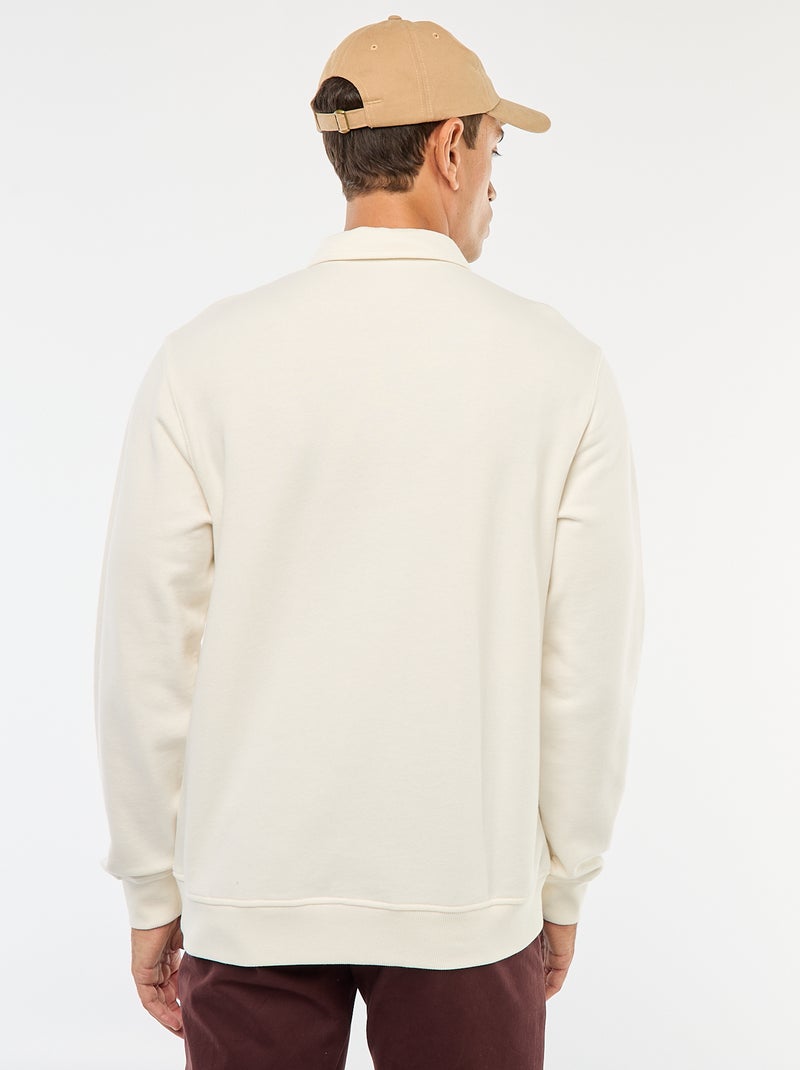 Sudadera polo lisa de manga larga Blanco - Kiabi