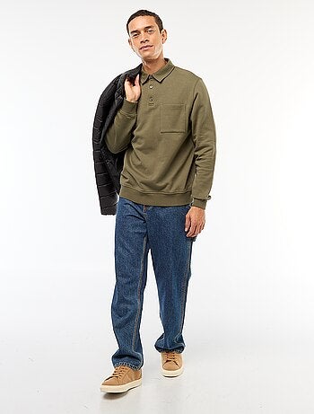 Sudadera polo lisa de manga larga