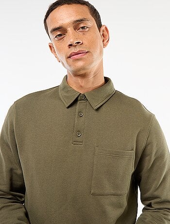 Sudadera polo lisa de manga larga