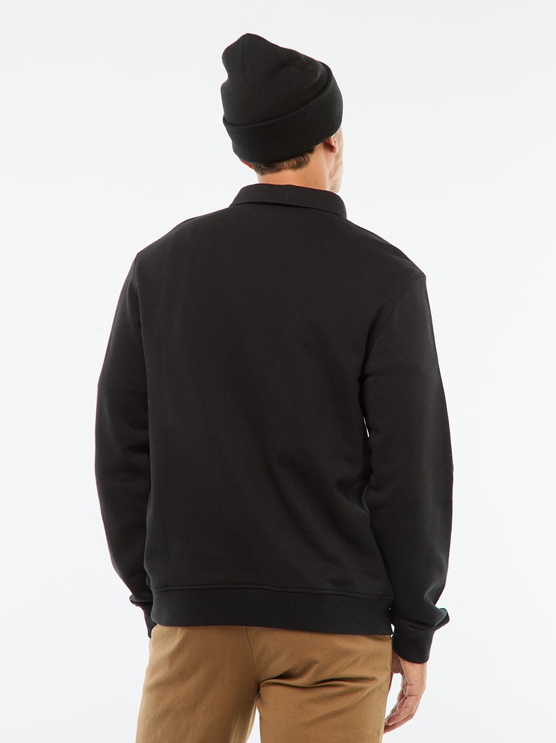 Sudadera polo lisa de manga larga Negro - Kiabi