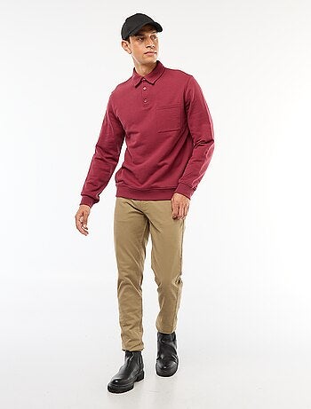 Sudadera polo lisa de manga larga