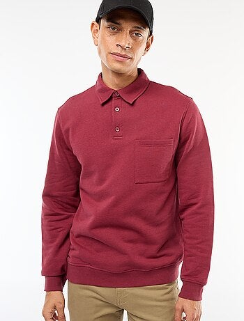 Sudadera polo lisa de manga larga