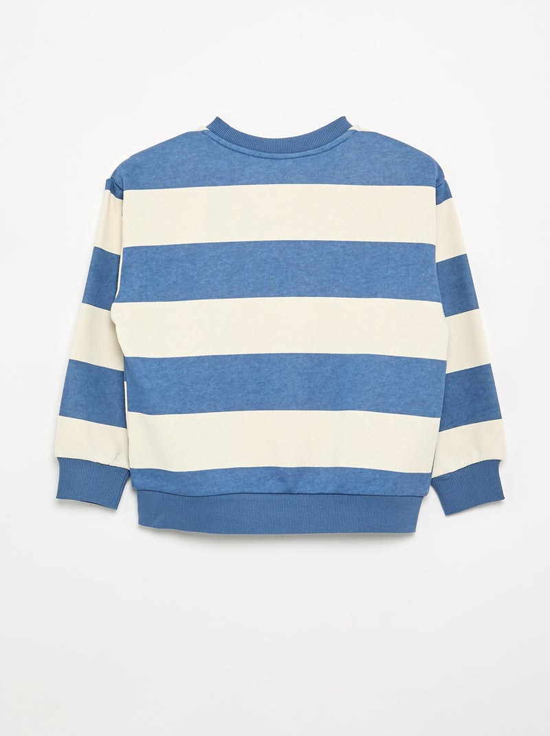 Sudadera rayada de felpa sin perchar Blanco - Kiabi