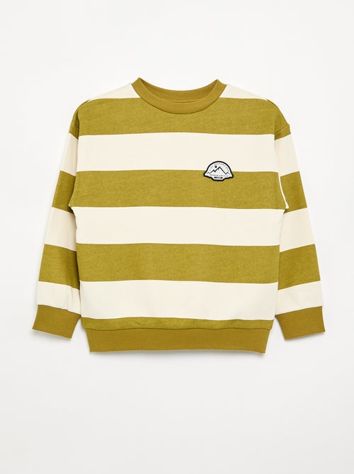 Sudadera rayada de felpa sin perchar - Kiabi Sudadera rayada de felpa sin perchar - Kiabi