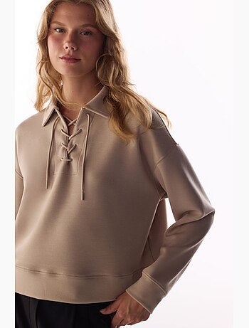 Sudadera silky touch con cordones y manga larga penti