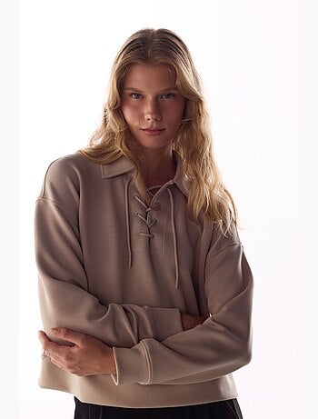 Sudadera silky touch con cordones y manga larga penti