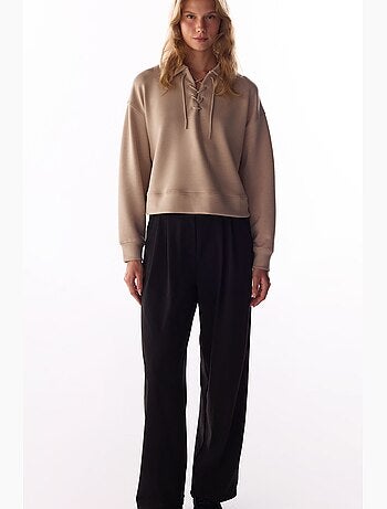 Sudadera silky touch con cordones y manga larga penti