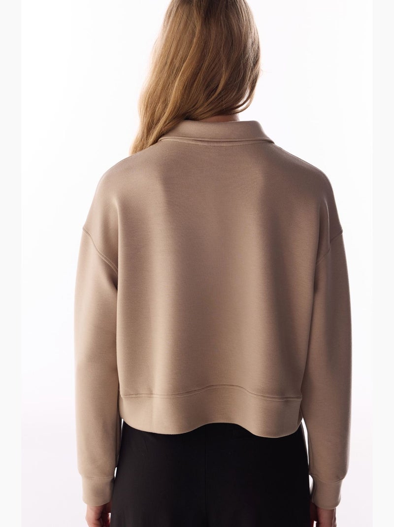 Sudadera silky touch con cordones y manga larga penti Beige arcilla - Kiabi