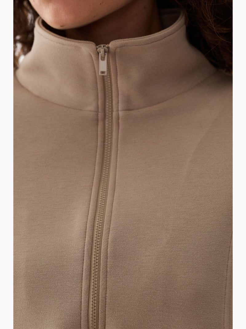 Sudadera silky touch con media cremallera penti Beige arcilla - Kiabi