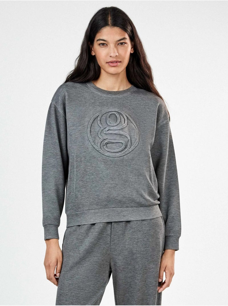 Sudadera single soft touch con logo Gris jaspeado - Kiabi