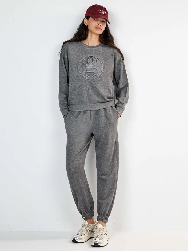 Sudadera single soft touch con logo Gris jaspeado - Kiabi
