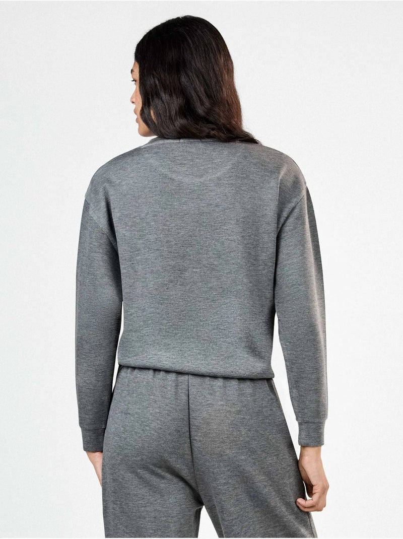 Sudadera single soft touch con logo Gris jaspeado - Kiabi