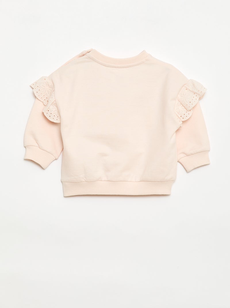 Sudadera 'Snoopy' con volantes de bordado inglés Rosa - Kiabi