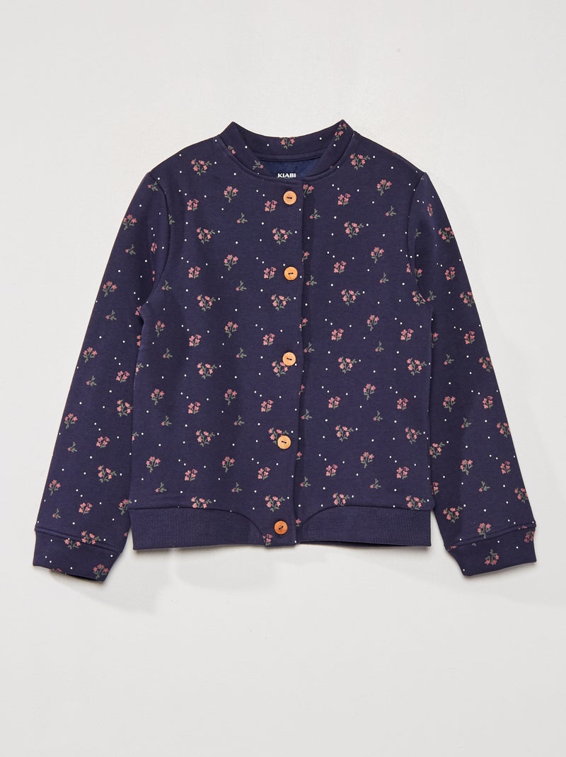 Sudadera teddy con estampado floral AZUL - Kiabi