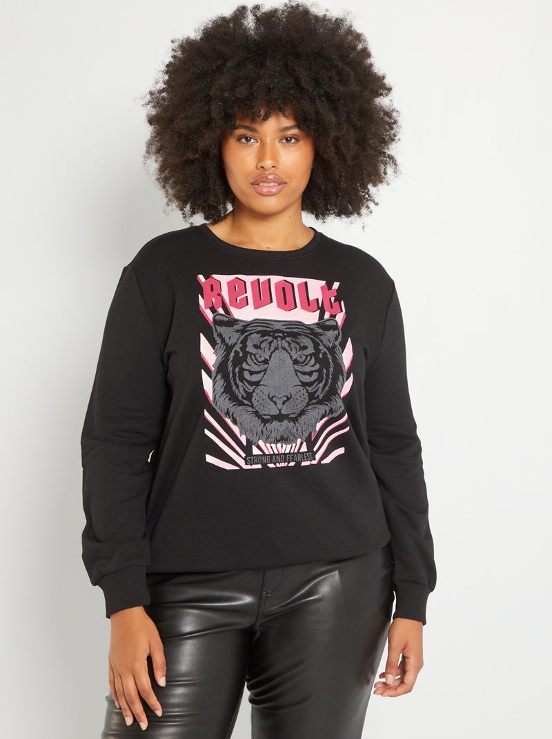 Sudadera 'tigre' con cuello redondo negro - Kiabi