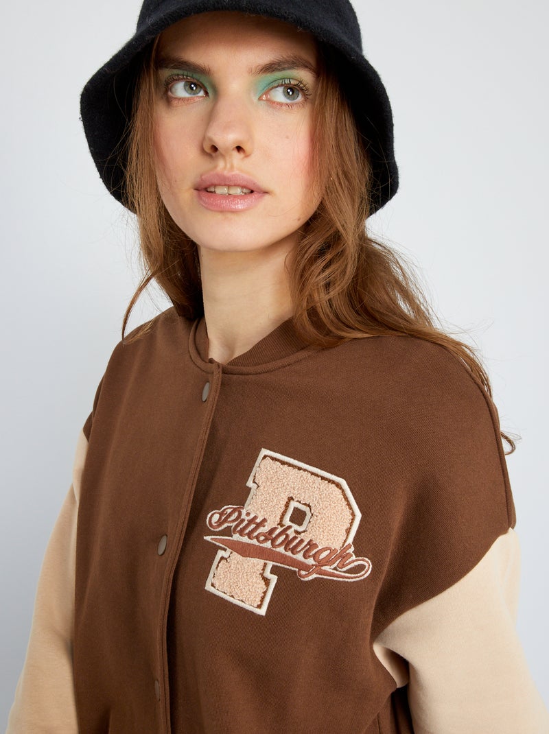 Sudadera tipo béisbol estilo americano MARRON - Kiabi