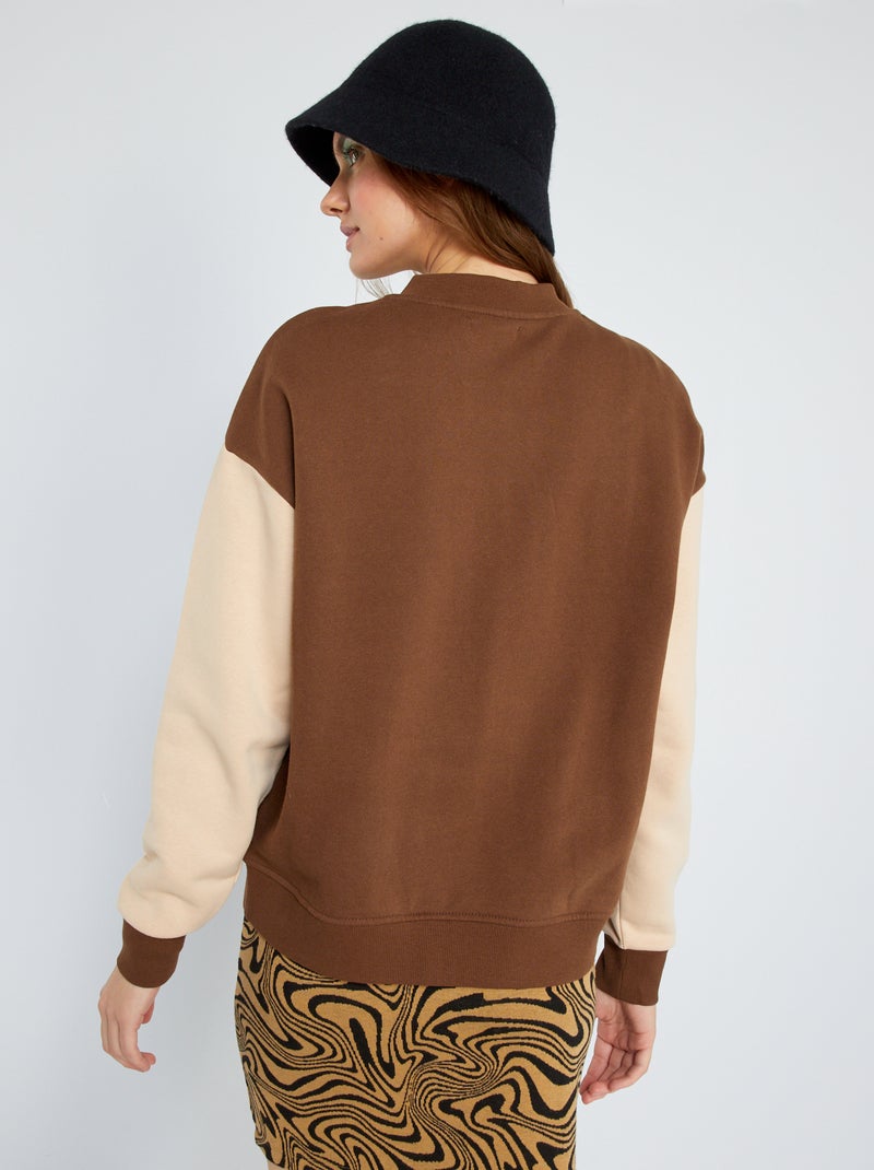 Sudadera tipo béisbol estilo americano MARRON - Kiabi