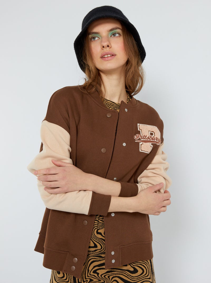 Sudadera tipo béisbol estilo americano MARRON - Kiabi