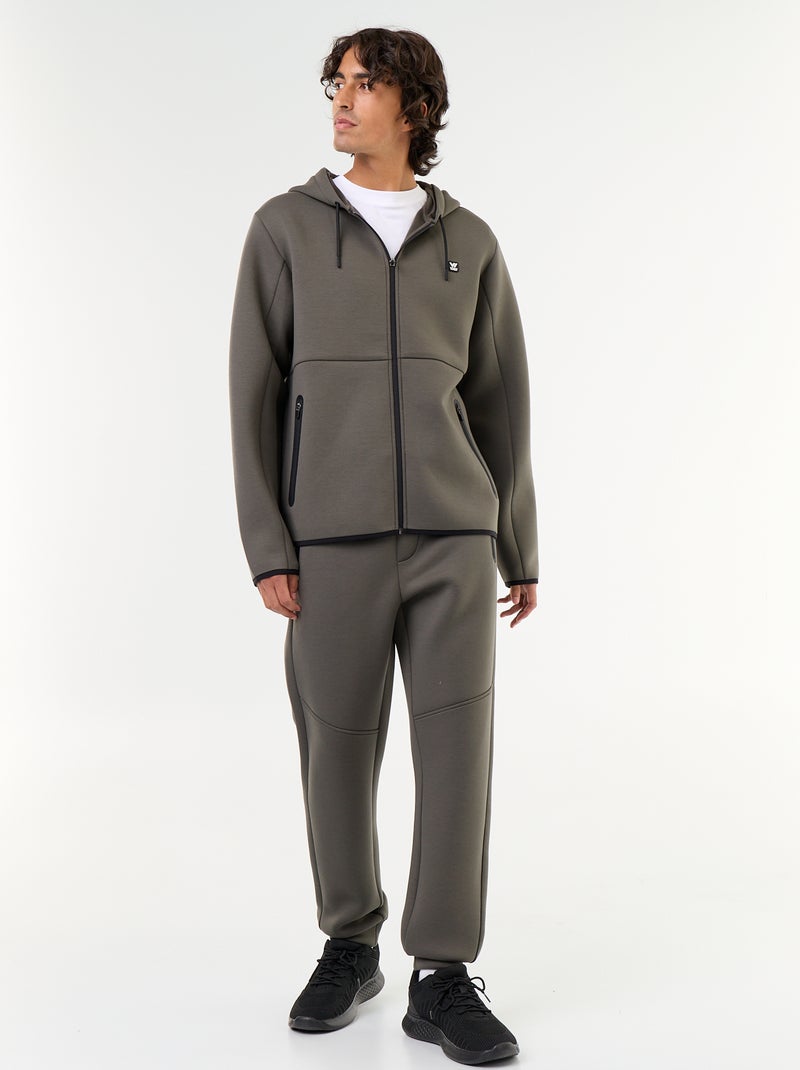 Sudadera tipo neopreno con capucha Kaki - Kiabi
