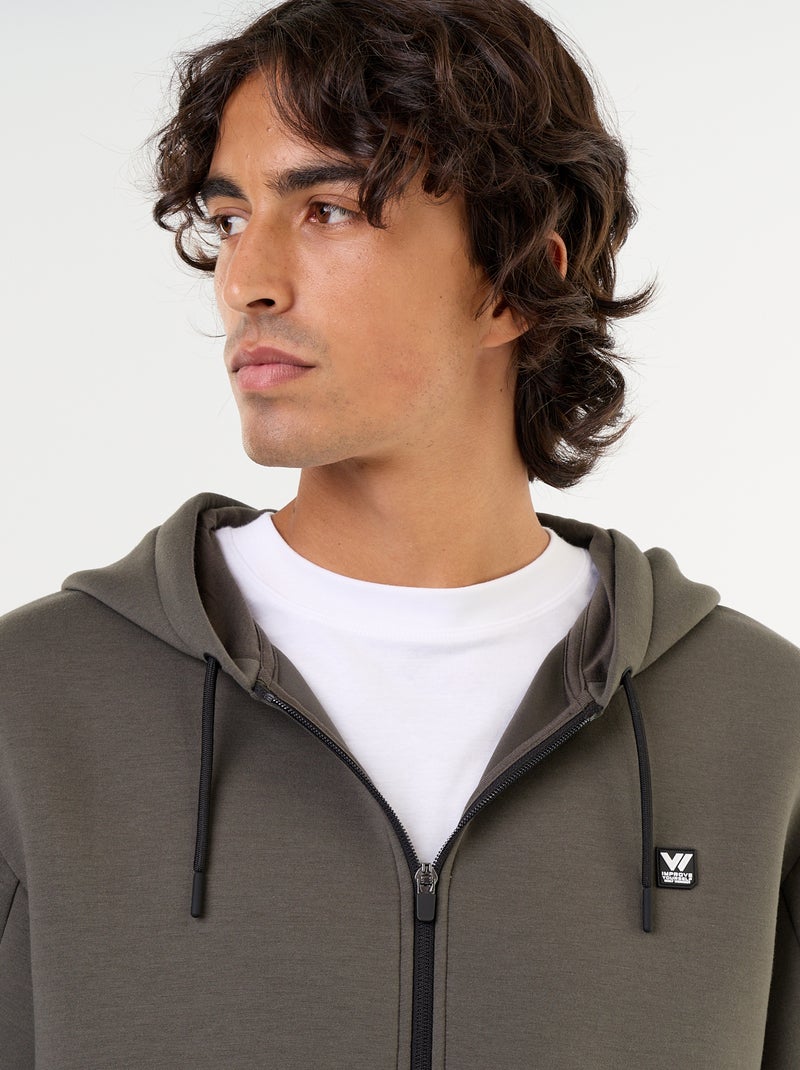 Sudadera tipo neopreno con capucha Kaki - Kiabi