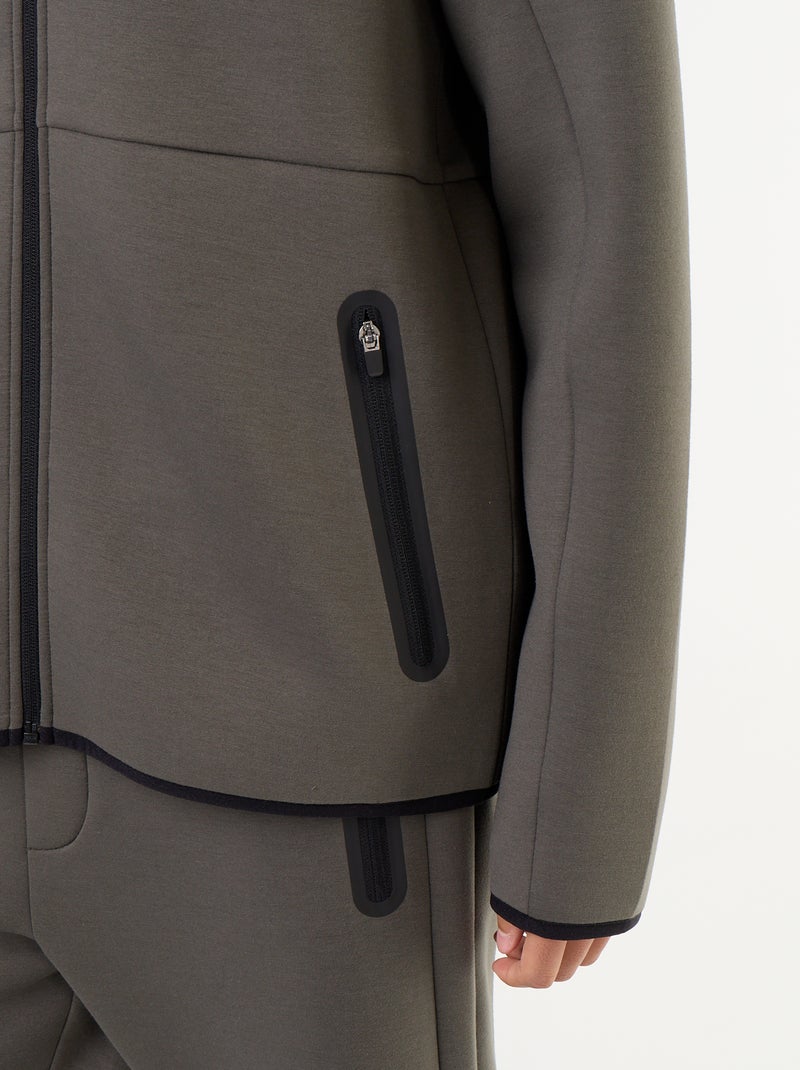 Sudadera tipo neopreno con capucha Kaki - Kiabi
