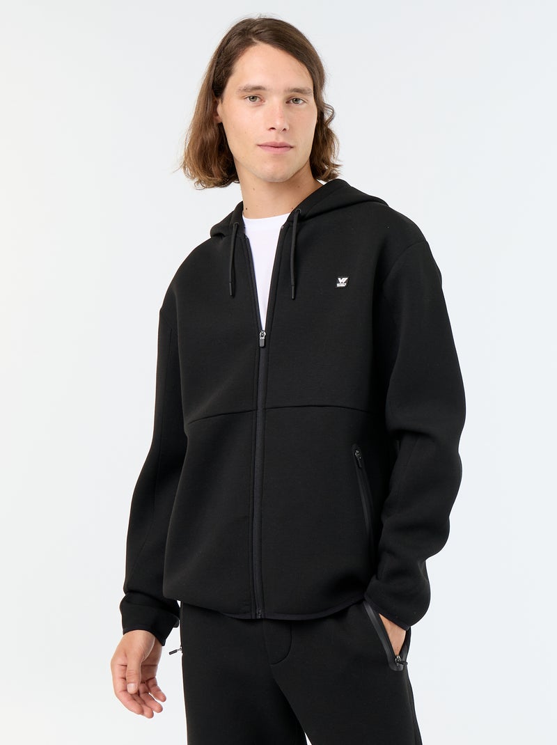 Sudadera tipo neopreno con capucha Negro - Kiabi