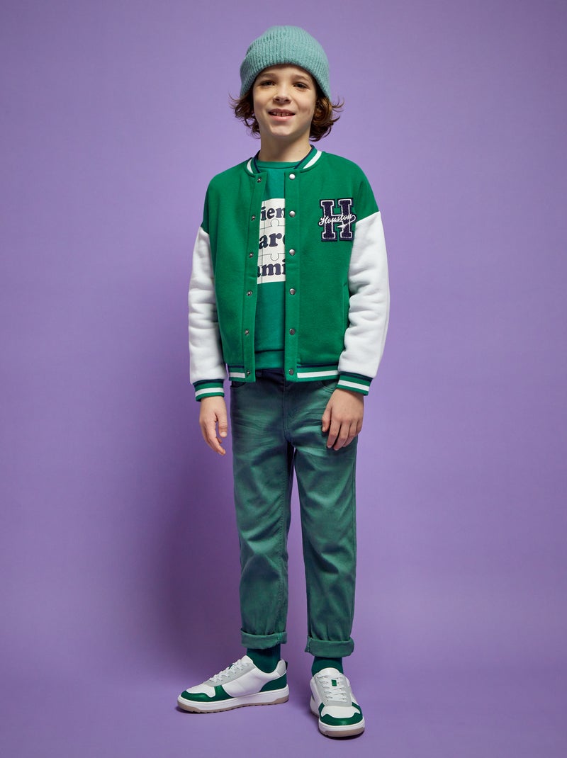 Sudadera tipo universidad EE. UU. VERDE - Kiabi
