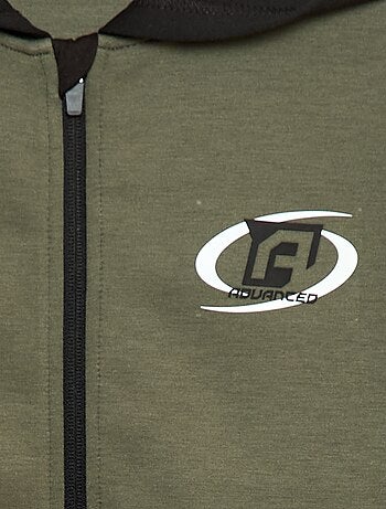 Sudadera tricolor con cremallera y capucha