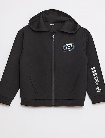 Sudadera tricolor con cremallera y capucha