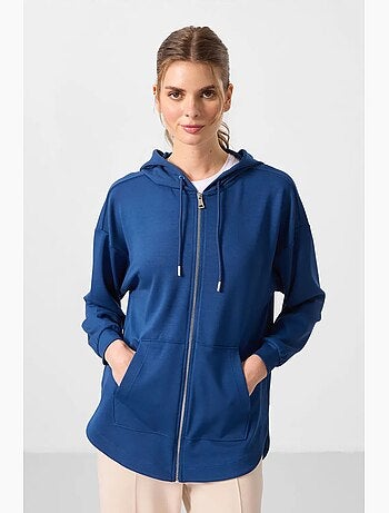 Sudadera túnica larga oversize con capucha y cremallera tommy
